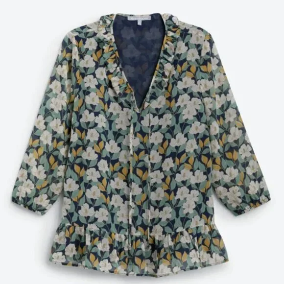 EUC✨ DANIEL RAINN navy women's XL Camila Ruffle Detail 3/4 sleeve Blouse - Picture 16 of 17